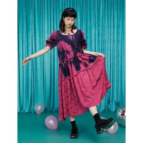 IRINACH428 Spring Summer 2021 Original Design New Arrivals Asymmetrical Long Tie Dyed Dress Women