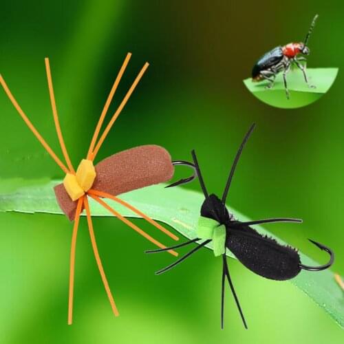 Jigeecarp 6pcs Foam Beetle Dry Flies Fly Tying Hook Floats Baits Trout Fishing Fly Lure Artificial Fly Bait For Carp