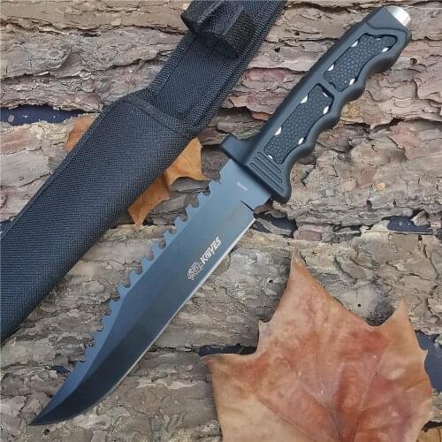 Outdoor Tactical Camping Hunting Survival Pocket Knife Manual Forging 8Cr13MoV Knife Body Protection Fruit Jungle Knives