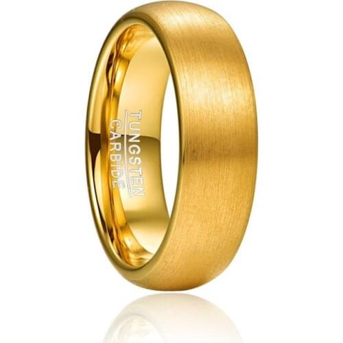 Men Women Gold Color Tungsten Carbide Wedding Band Rings Polished Matted Finish Comfort Fit