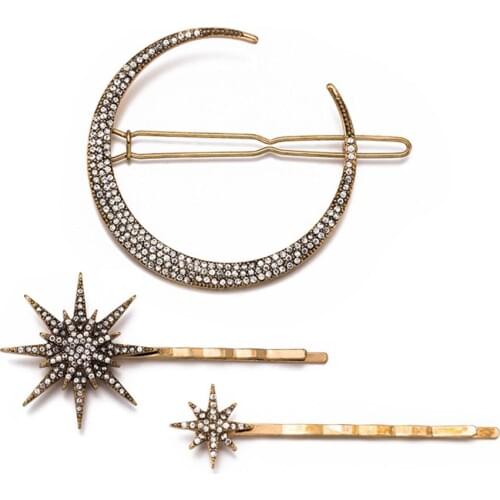 Fashion Geometric Star Moon Rhinestone Hair Clip Hairpin Hair Accessories Hair Styling Tools Women Girls Hair Clip Dropshipping
