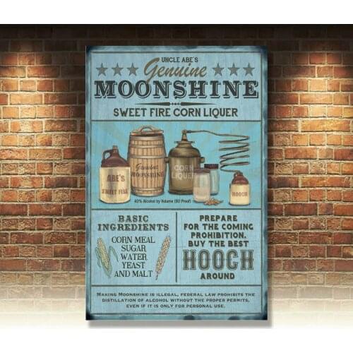 Moonshine Liquer Brewing Pub Bar Man Cave Shed Advertising Large Metal Tin Sign