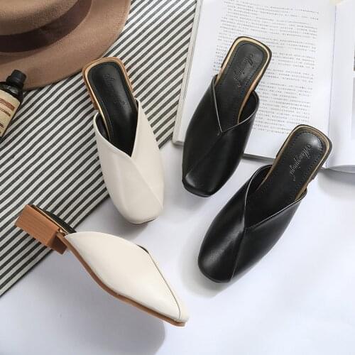 Mules Shoes Size 10 Closed Toe Slippers High Quality Low Heels Ladies Slides Designer Flat Shoes Woman Zapatos De Mujer LU42