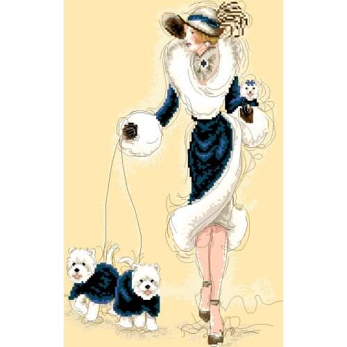 Lovely kit 19-20 Cross stitch Handmade 14CT Counted Canvas DIY,Cross-stitch kits,Embroidery Fashionable Lady 1-31-44