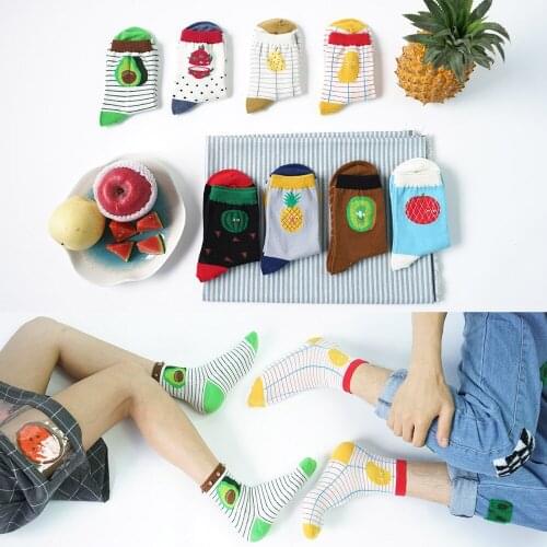 Adult Size Socks Fruit Food Watermelon Pitaya Mango Avocado Pineapple Pear Apple Sandwich Tomato Kiwi PPAP Stripe Dots NADROP