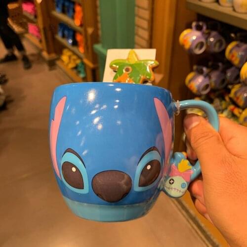 New style Shanghai Disney Stitch cartoon three-dimensional mug ceramic mug with spoon Decoration gift AG2342