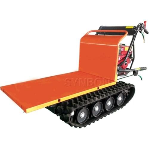 New CE Crawler Dump truck Telescopic Carriage Mini transporter Electric Start Gasoline Trolley 500kg