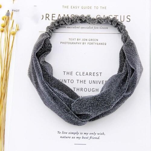 Solid Cross hair band shiny chiffon yoga face wash Hairbands headbands Shining Children Head wear girls hair band accessories