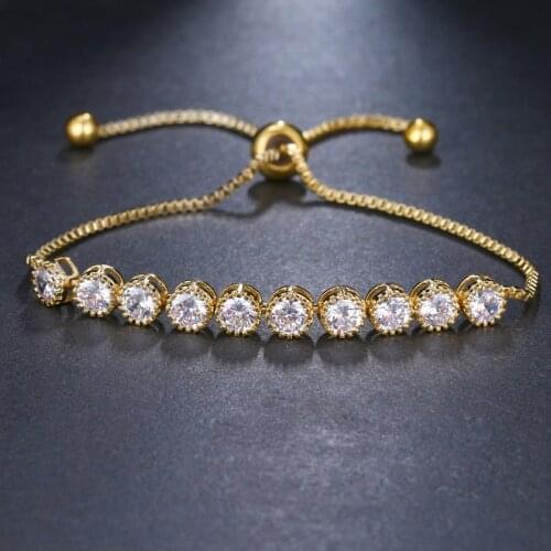 ORZTOON Vintage Shine Round Zircon Bracelets for Women Luxury Gold Color Geometry Flower Bracelet Trendy Female Jewelry Gift