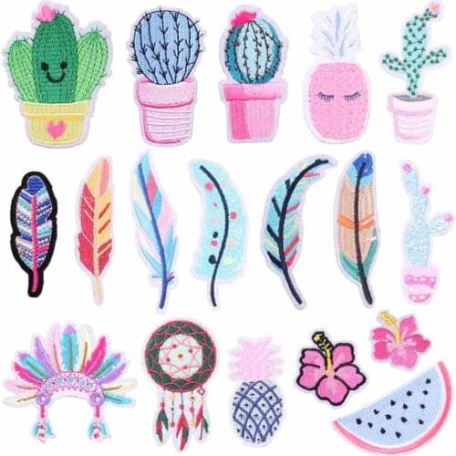 Cactus Embroidery Patches For Clothing DIY Iron On Patches On Clothes Washable T-Shirts/Backpack Fresh Style Embroidery Stickers