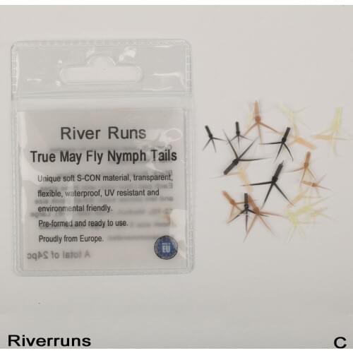 Riverruns Realistic Flies 24pcs/Bag May Fly Nymph Tail Fishing 4Colors 3 Sizes