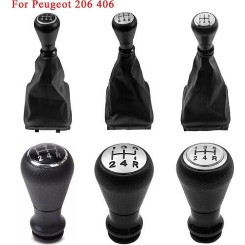 Car Gear Shifter Knob Leather Gaiter Boot Cover Collar Case Lever Shifter Handle Stick Pen Manual 5 Speed For Peugeot 206 406