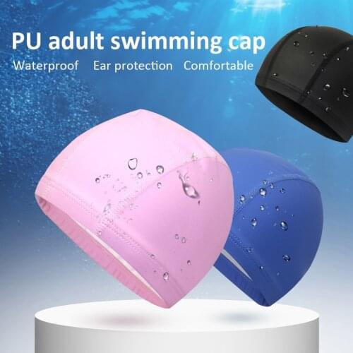 Swim Pool Hat Waterproof Bathing Cap PU Men Women Coating High Elasticity Pool Swimming Hat Swimming Cap Shower Tab