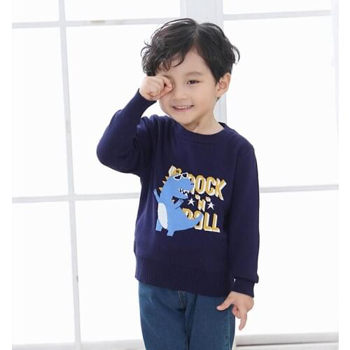 2-8T Autumn Winter Sweater For Boy Toddler Kid Infant Knitted Top Cardigan Knitwear Dinosaur Cartoon Sweater Cute Outfit