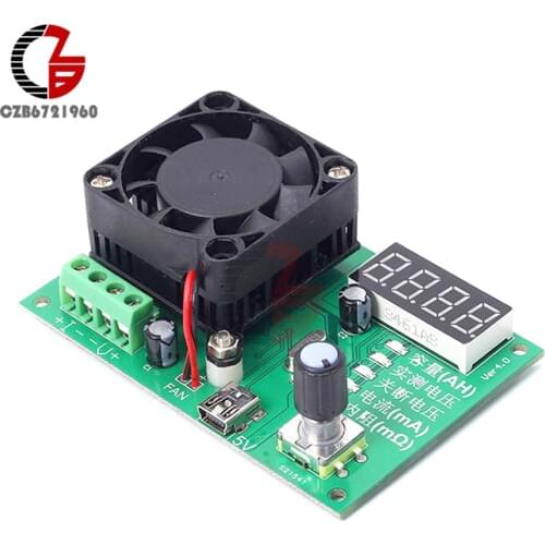 16W DAC Loop Control Battery Capacity Tester Constant Current Electronic Load Voltmeter for Car 18650 Lithium Li-ion Lead Acid