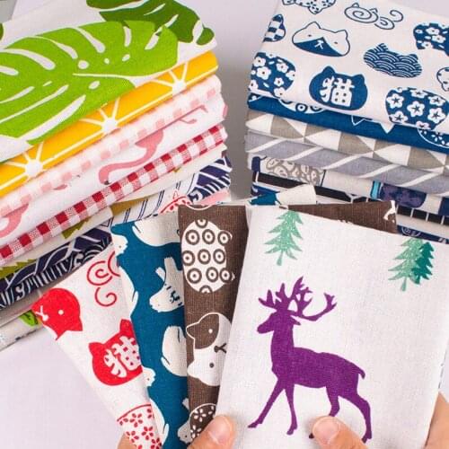 Printed Cotton Linen Fabric Curtain Tablecloth Cotton Cloth For DIY Quilting & Sewing Placemat,Bags Material 100x150cm D30