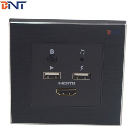 Hotel Room Toughened Glass Panel Bluetooth Smart Wall Media Hub Socket