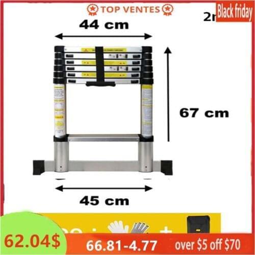 2m ladder retractable folding aluminum herringbone ladder step Telescopic Extension Tall Multi Purpose telescopic Industrial hwc