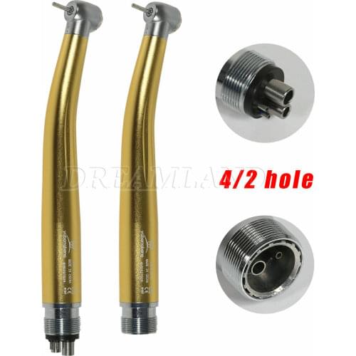 2/4Hole NSK Style Pana Max Dental High Speed Surgical Handpiece Standard Head Push Button Air Turbine & Cartridge Gold Color