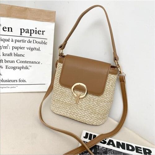 2021 New Small Bag Straw Woven Bag Women Fashion Trend Woven Bag Ladies Shoulder Crossbody Bag