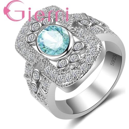 And CZ Wholesale Square Geometric Pattern Crystal Stone Ring for Women Wedding Ceremony Jewelry