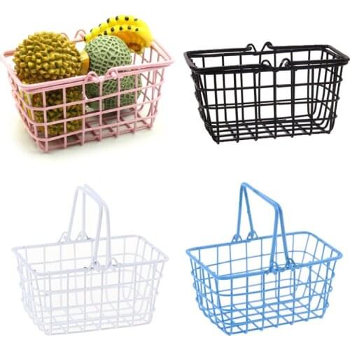 1Pc 1/12 Scale Dollhouse Miniature Supermarket Shopping Basket Mini Trolley Furniture Accessories