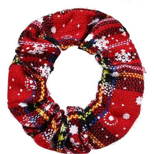 1pc Fashion Christmas Plaid Pattern Hair Rope Hair Scrunchy Cute Snowflake Decor Ponytail Holder Plaid Hair Tie Hair Accessories
