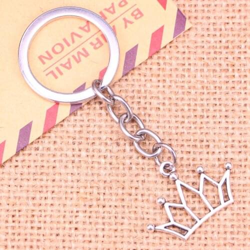20pcs New Fashion Keychain 20x30mm hollow crown Pendants DIY Men Jewelry Car Key Chain Ring Holder Souvenir For Gift
