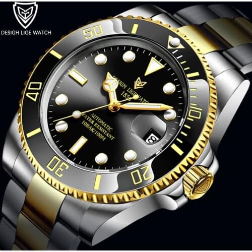 2020 LIGE Men Automatic Mechanical Clock Fashion Business Waterproof Sapphire Glass Watches For Mens 316L Steel NH35 Movement