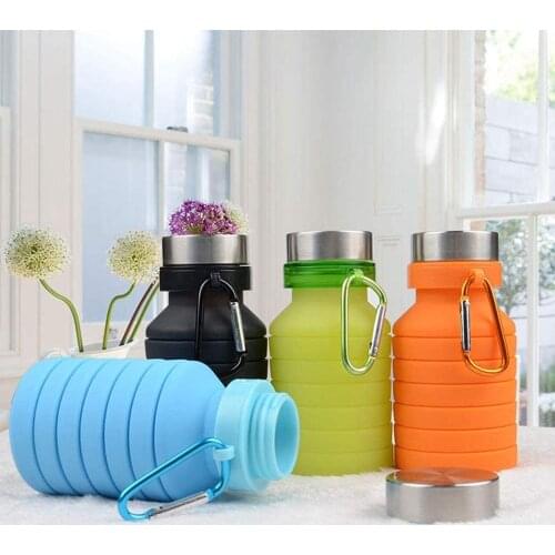 550 Ml Portable Silicone Water Bottle Retractable Folding Coffee Bottle E Outdoor Travel Tool Collapsible Sport Bottles