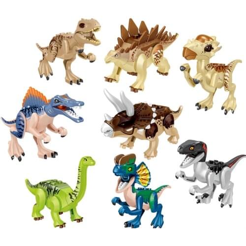 8pcs/set Blocks Jurassic Dinosaur blocks DinosaurSet Tyrannosaurus Rex Stegosaurus Building Kits Toys Block Size Model Number