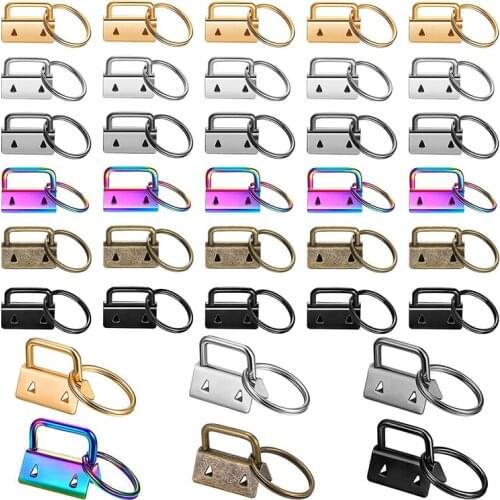 36 Pieces 1 Inch Key Fob Hardware Lanyard Keychain Hardware Keychain Fob Wristlet Hardware for Keychain, 6 Colors
