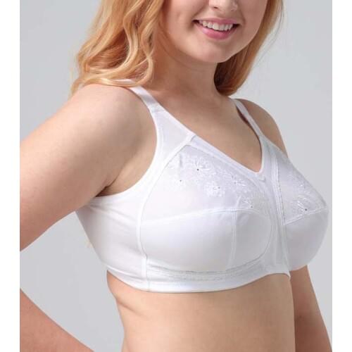 White cotton bra big size 85 90 95 100 105 110 D DD E F G cup bras for women comfortable seamless push up bra C01