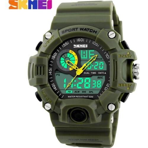 SKMEI Male Fashion Sport Military Wristwatches Watches Men Luxury Brand 3ATM 30m Dive LED Digital Analog Quartz Watches