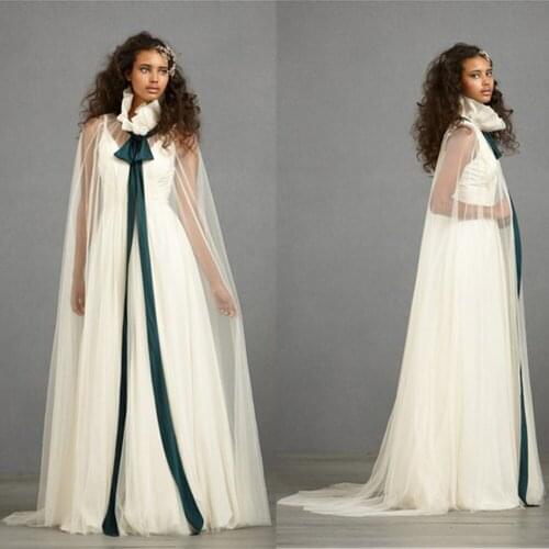 Tulle Gauze Shawl in BOLERO Floor-Length Bridal Wedding jacket High Collar Party Wrap