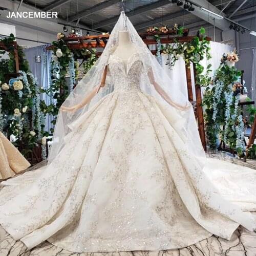 HTL734 Off-the-shoulder Wedding Dress Boho Ruffle Train Ball Gown Bridal Dress Wedding Gown With Wedding Veil Vestido De Noiva