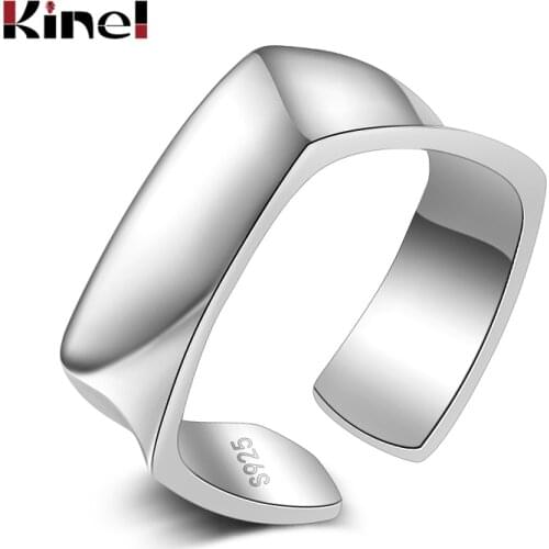 Kinel Genuine 925 Sterling Silver Rings Trendy Geometric Handmade Minimalist Ring Fine Jewelry For Women Party Accessories