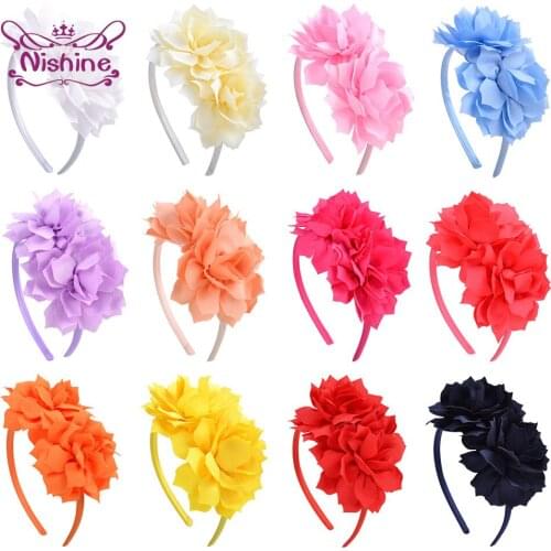 1 PCS Lovely Handmade Flowers Baby Girls Elastic Hair Hoop Fashion Princess Hairbands DIY Children Headwear Photography Props