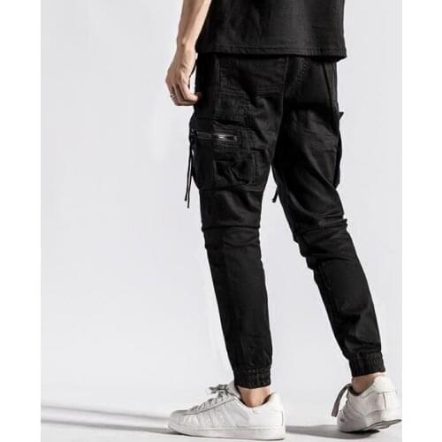 Youth personality fashion mens pants casual harem pant men feet trousers korean pantalones hombre cargo pantalon homme black