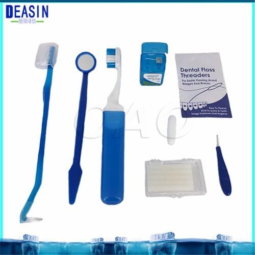 10Bags Dental Tools Orthodontic Oral Care Kit Teeth Whitening Suit Interdental Brush Dental Floss Mouth Mirror Tooth Brush