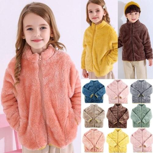 2020 New Baby Clothes Winter Coat Fluff Plush Padded Baby Childrens Jacket Long Sleeve Jacket For Girls Suit 1-10 Years Old