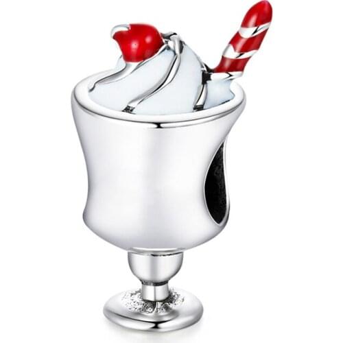 New Arrival 1pc Chocolate Cup Food Bead Charm Fit European Pandora Charm Bracelets Jewelry Making Accessories