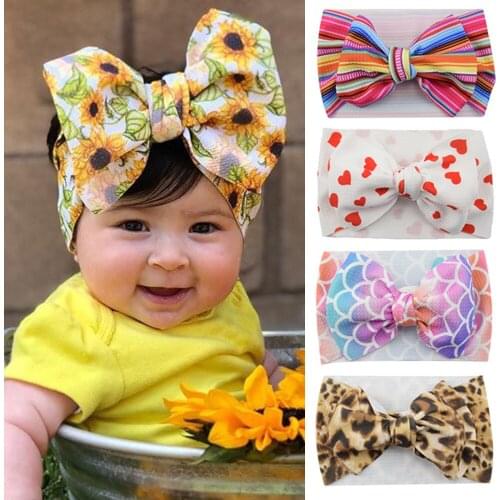 New cute DIY fabric childrens hair band baby turban big bow newborn hair band kids head circumference hair accessories