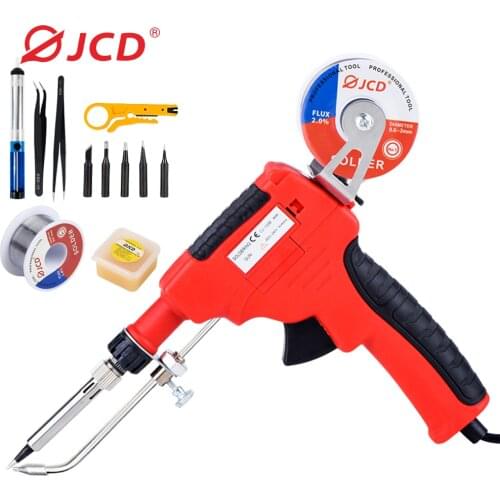 JCD 80W Soldering Gun Kit Soldering Iron With 5pcs Soldering Tips Desoldering Pump Tweezers Soldering Wires Repair Tool