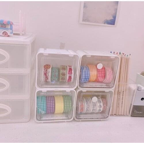 Office Mini Plastic Tape Storage Box Roll Tape Table Holder Office school home Desktop Tape Holder Adhesive Tape Dispenser gift