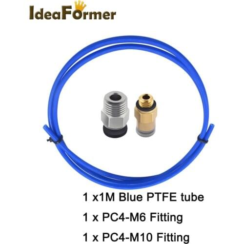 3D Printer parts 1M Bowden PTFE Blue tube+1Pcs Quick Fitting + 1Pcs Straight Pneumatic Fitting Push to Connect kits