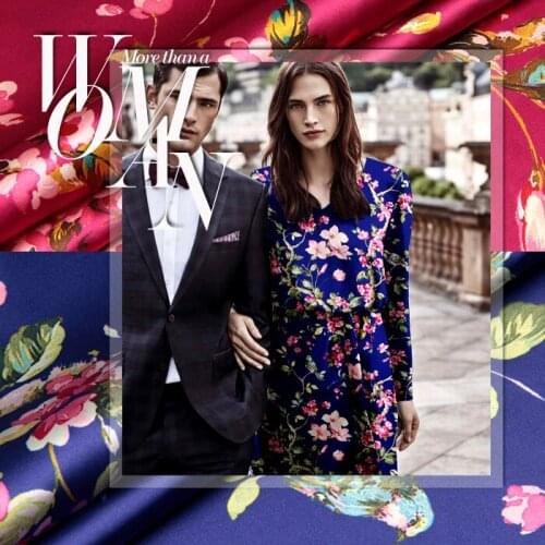 PRINTED SILK STRETCH SATIN 118cm width 19momme Pure Silk Fabric Dress Cloth Soie Fabrics Dark Purple Color