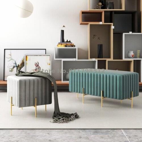 Shoe Changing Stool Nordic Home Doorway Living Room Soft Bag Cushion Wearing Shoes Footstool Long Stool Small Stool Light Luxury