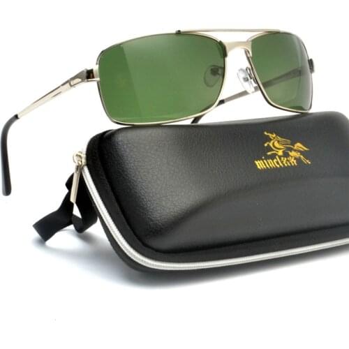 New Polarized Glass Sunglasses Mens Brand Design Retro Green Square Mens Driving Rectangular Fishing Sunglasses with Box NX