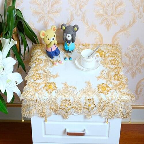 Modern lace beads gold embroidery place table mat cloth pad cup mug plate doilies dining dish tea glass coaster placemat kitchen